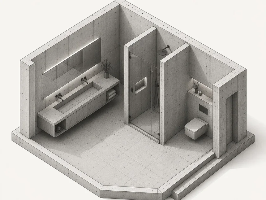 Line study of the bathroom